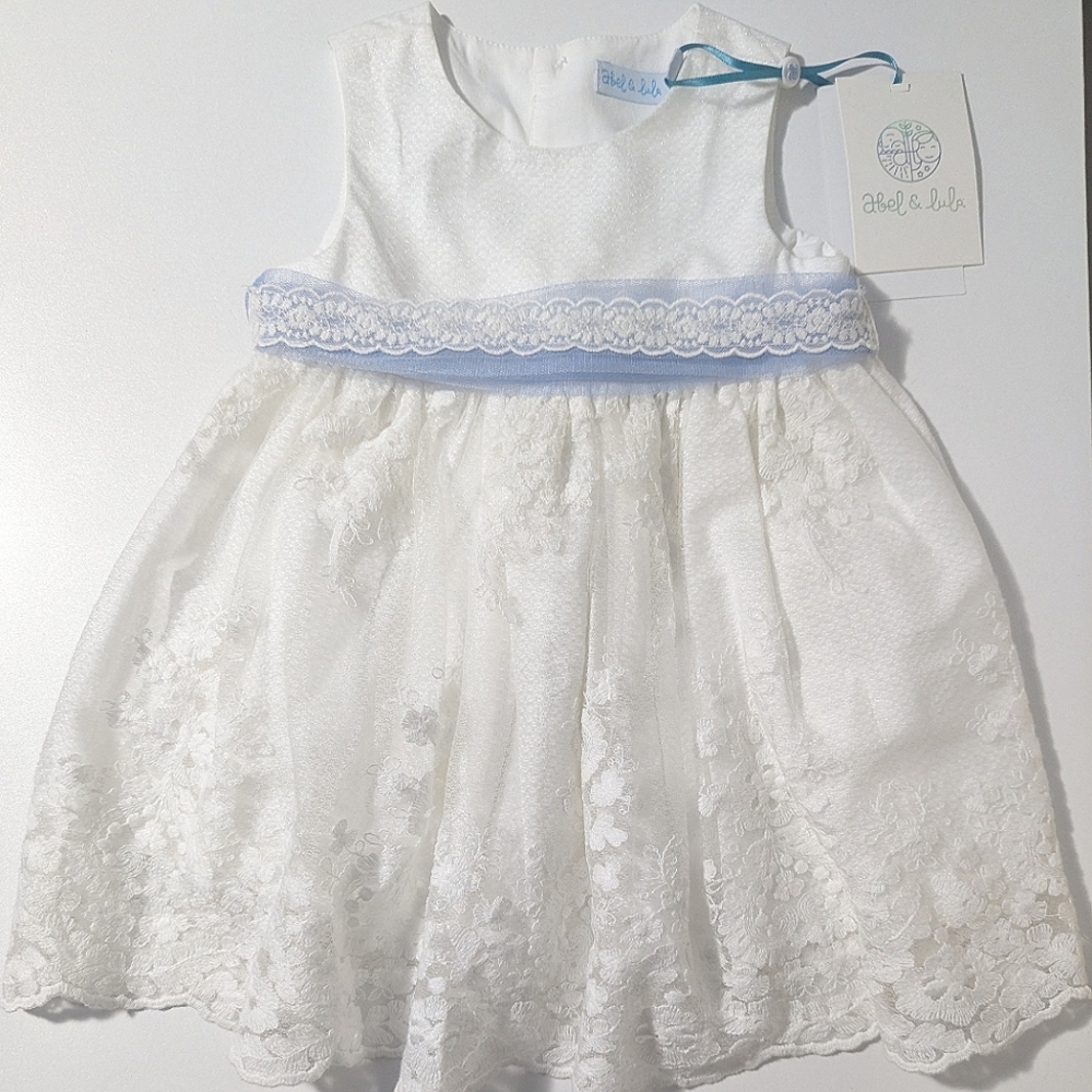 Abel & Lula Jacquard Tulle Lace Embroidered Dress Size 12 Months